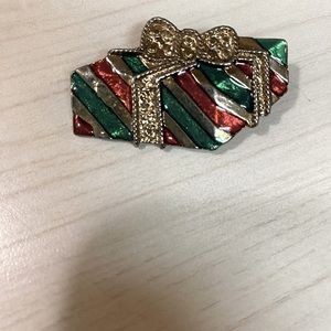 Christmas package brooch